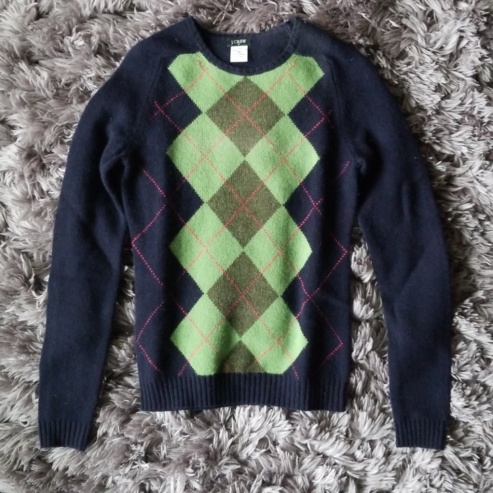 J.Crew wool argyle sweater xs